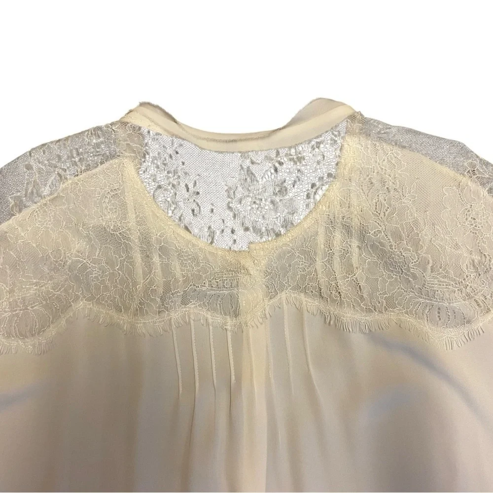 Kobi Halperin Valentina Balloon Sleeve Ivory Silk Blouse with Lace - Picture 2 of 14